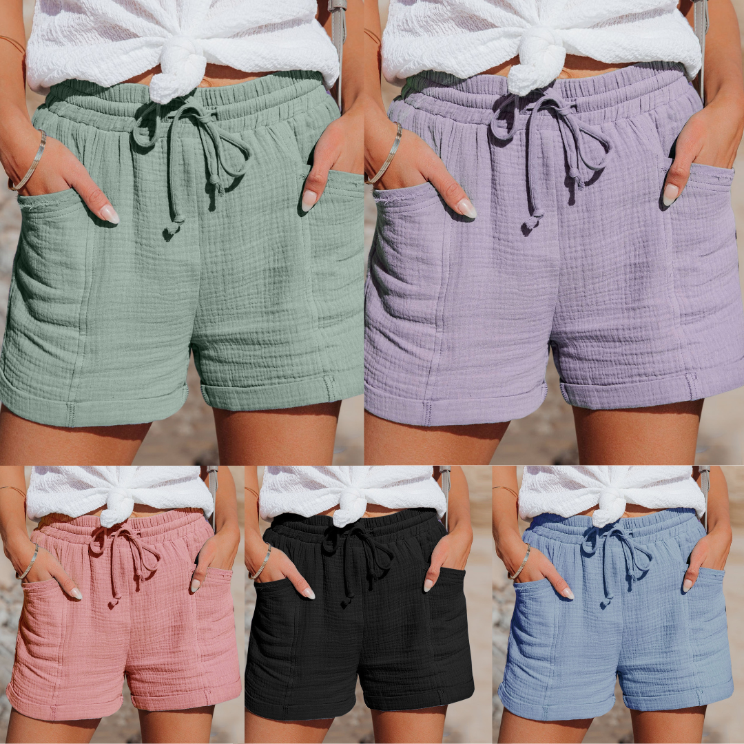 Short femme à taille ajustable, cinq coloris, du XS au 2XL
