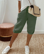 Short femme longueur genou, coupe décontractée, du S au 3XL, vert