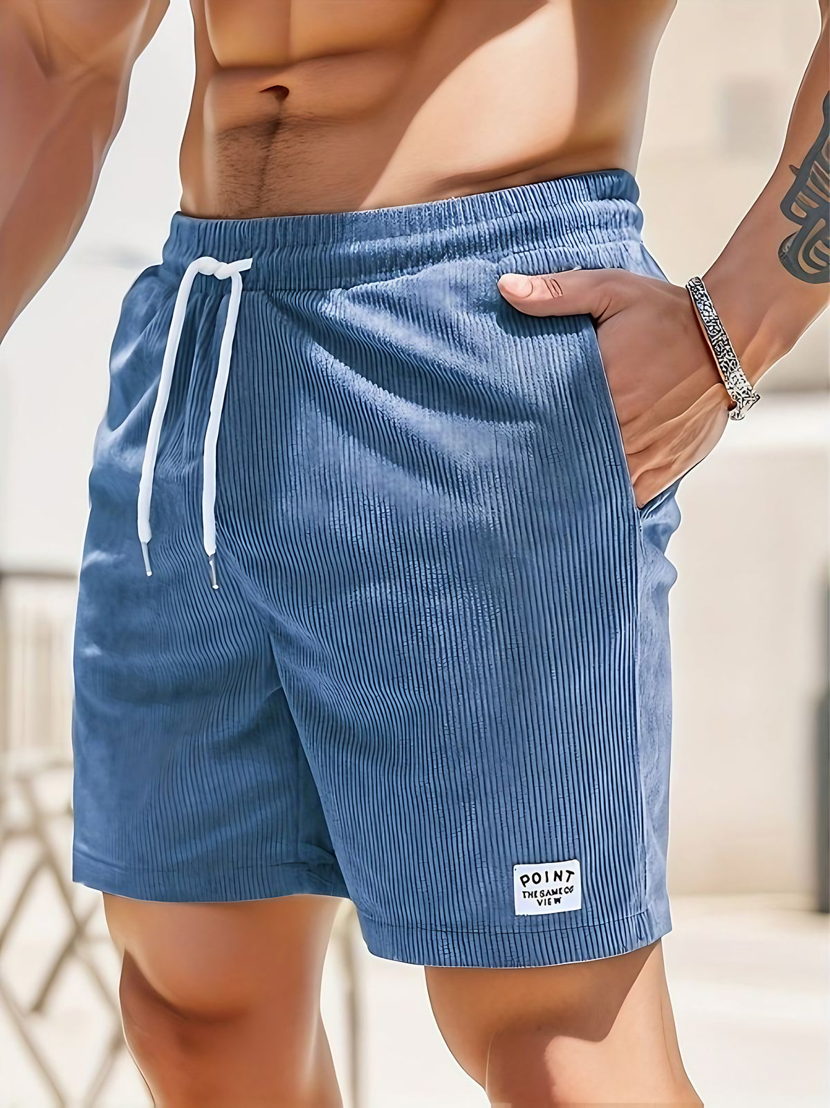 Short rayé homme pour l'été, sept coloris, du S au 2XL, bleu clair