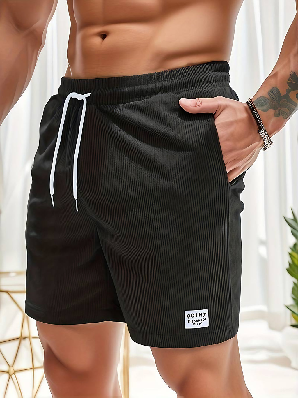 Short rayé homme pour l'été, sept coloris, du S au 2XL, noir