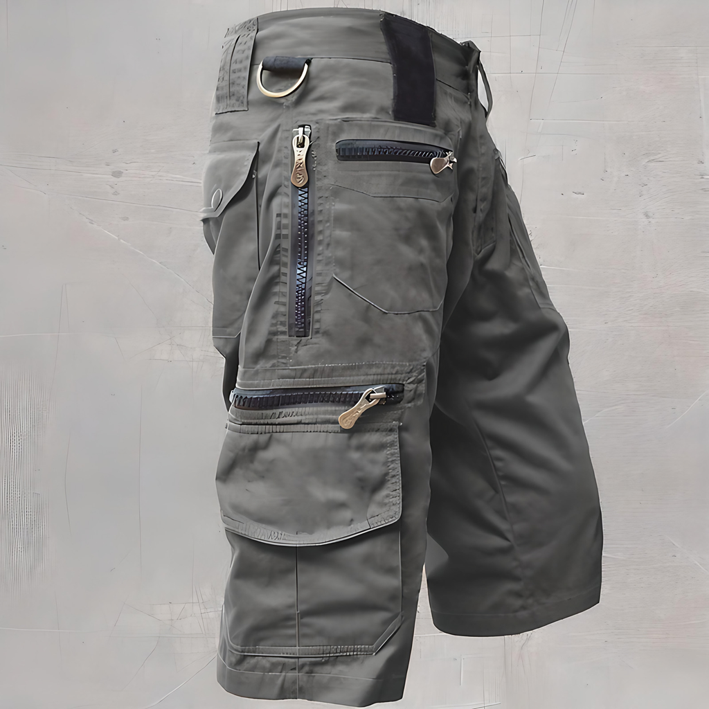 Short tactique homme multipoches, taille ajustable, du S au 5XL, gris