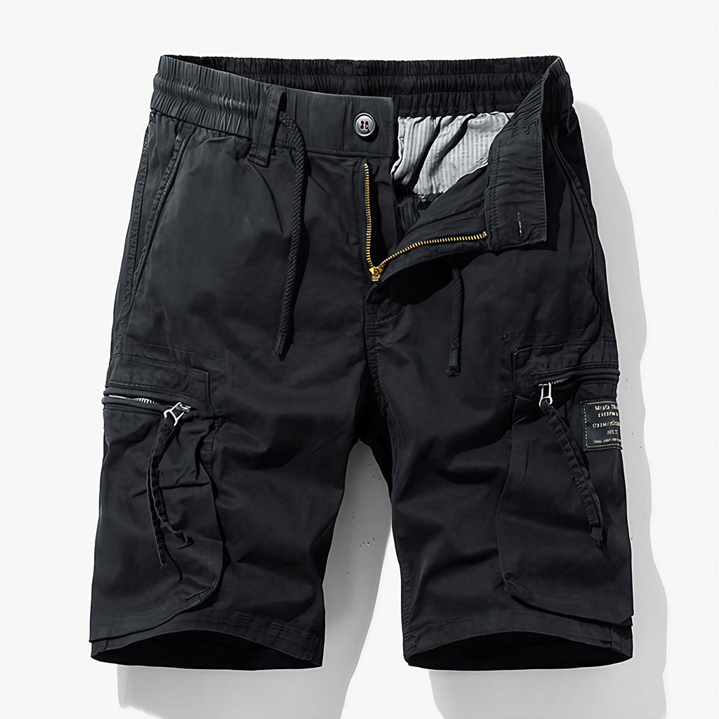 Short cargo homme à poches, ceinture réglable, du S au 4XL, noir