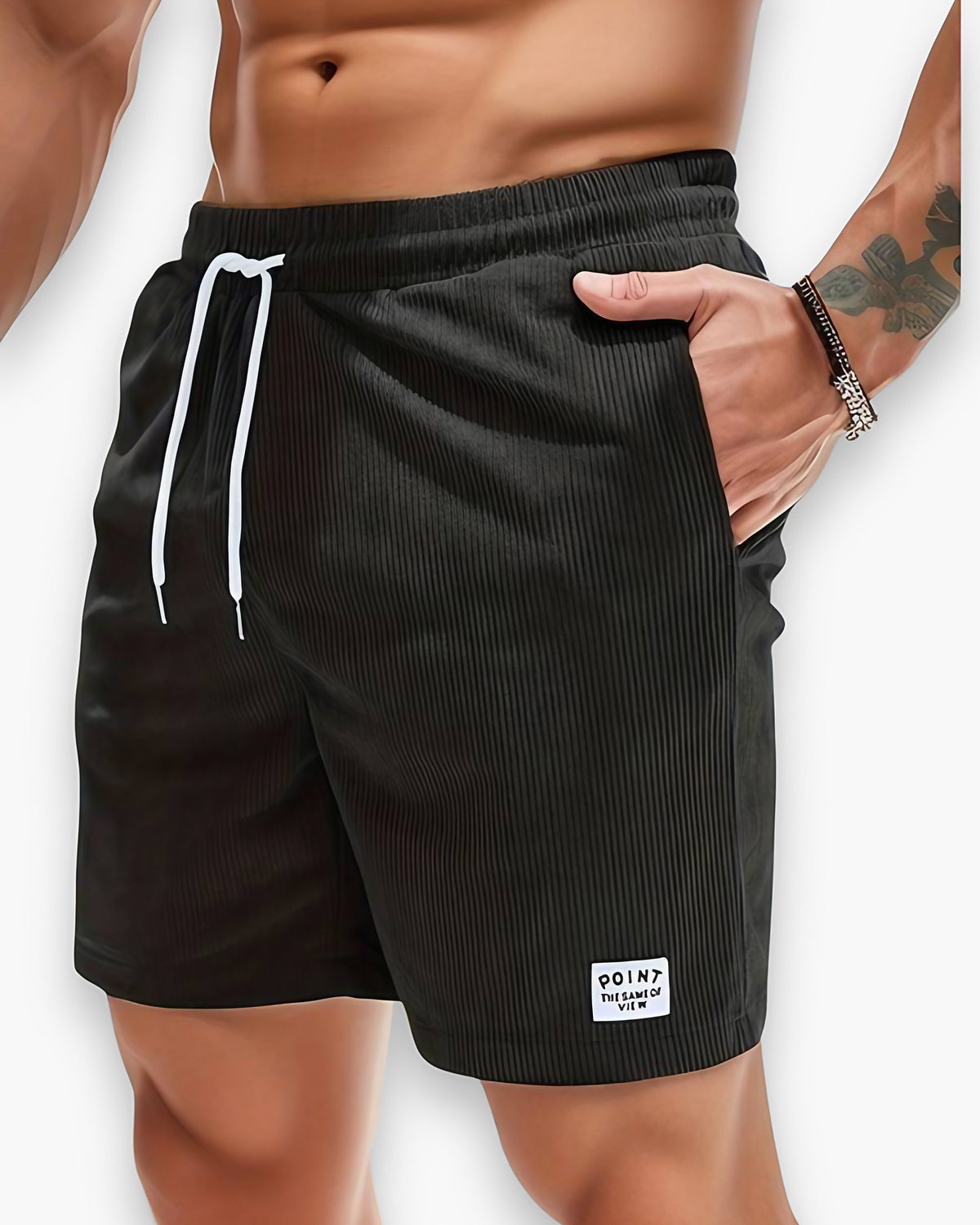 Short homme d'été coupe décontractée, sept coloris, noir