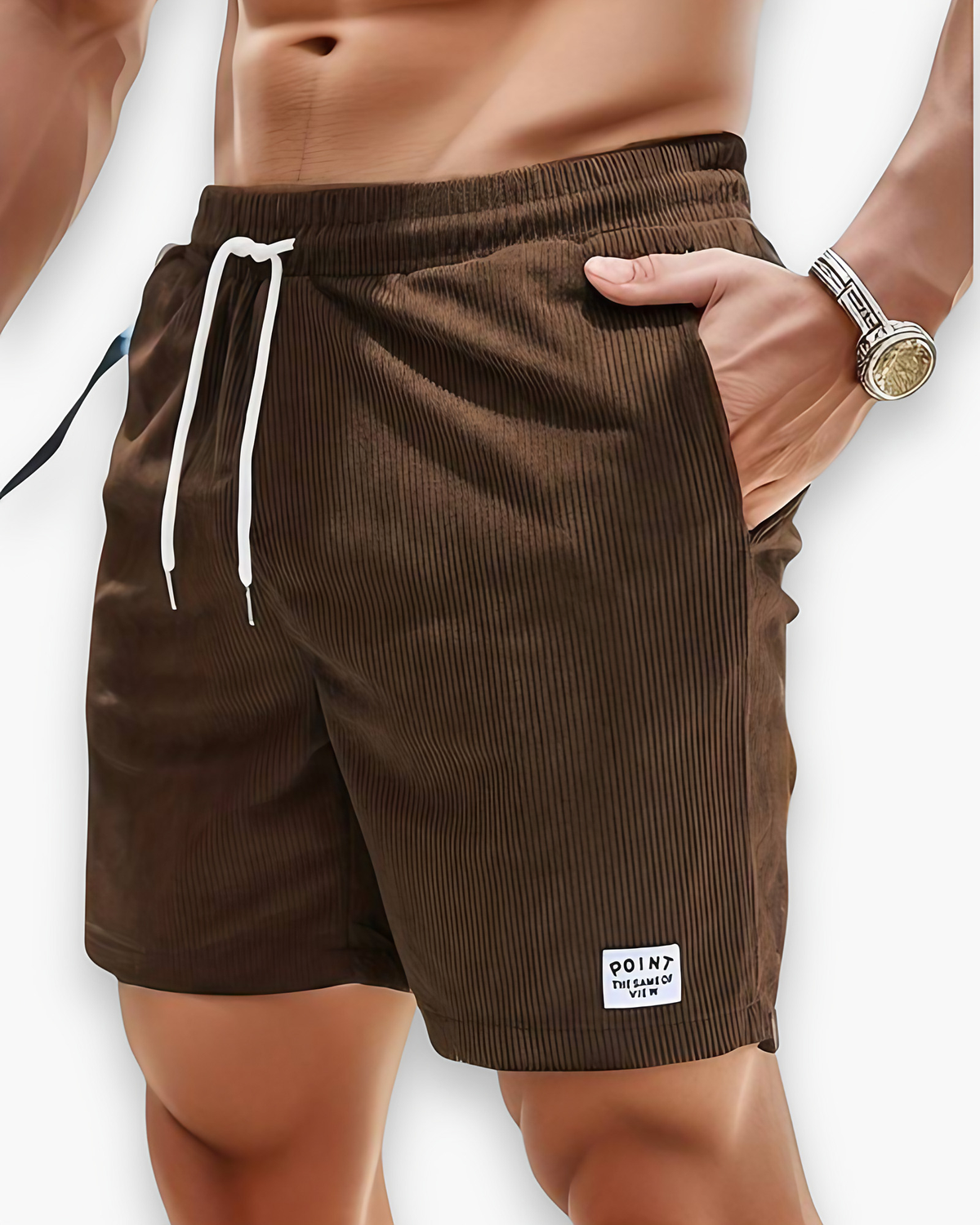 Short homme d'été coupe décontractée, sept coloris, brun