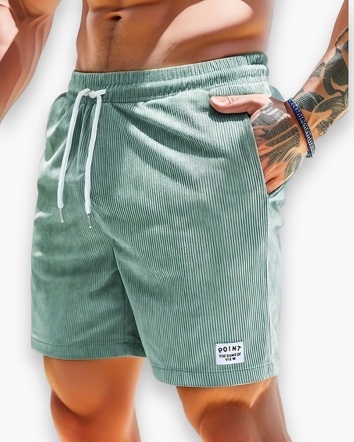 Short homme d'été coupe décontractée, sept coloris, vert clair