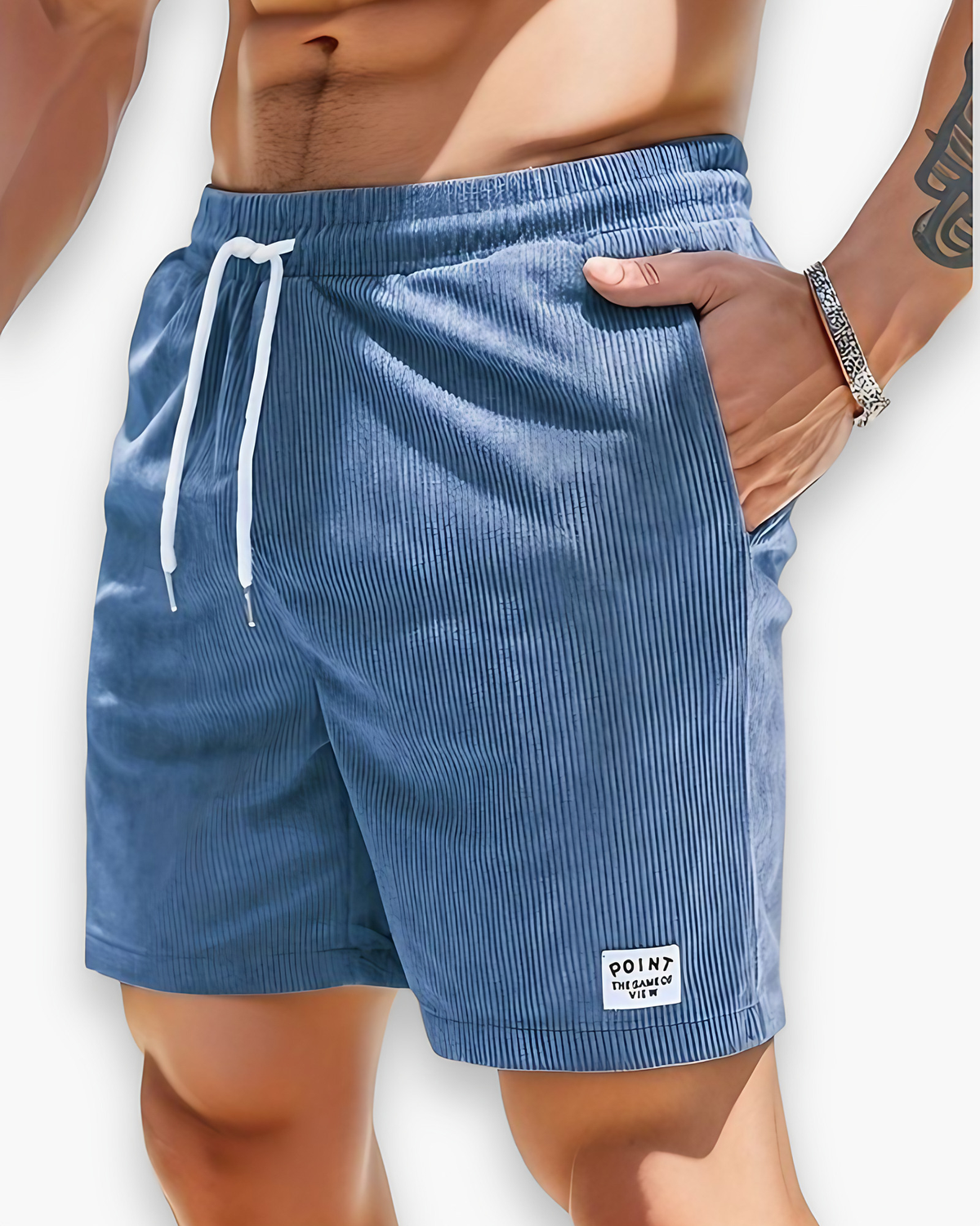 Short homme d'été coupe décontractée, sept coloris, bleu clair
