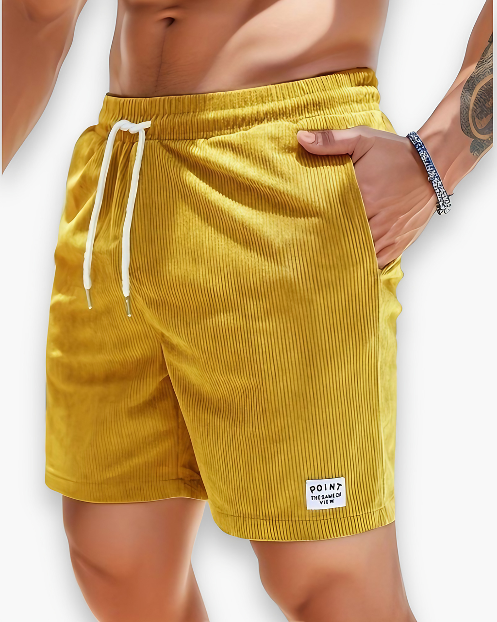 Short homme d'été coupe décontractée, sept coloris, jaune