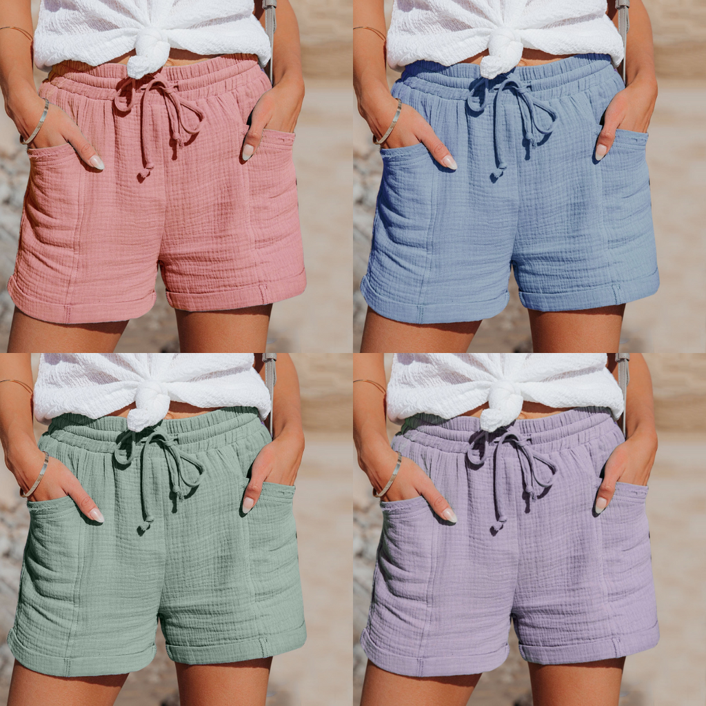 Short femme coupe cintrée, taille réglable, cinq coloris