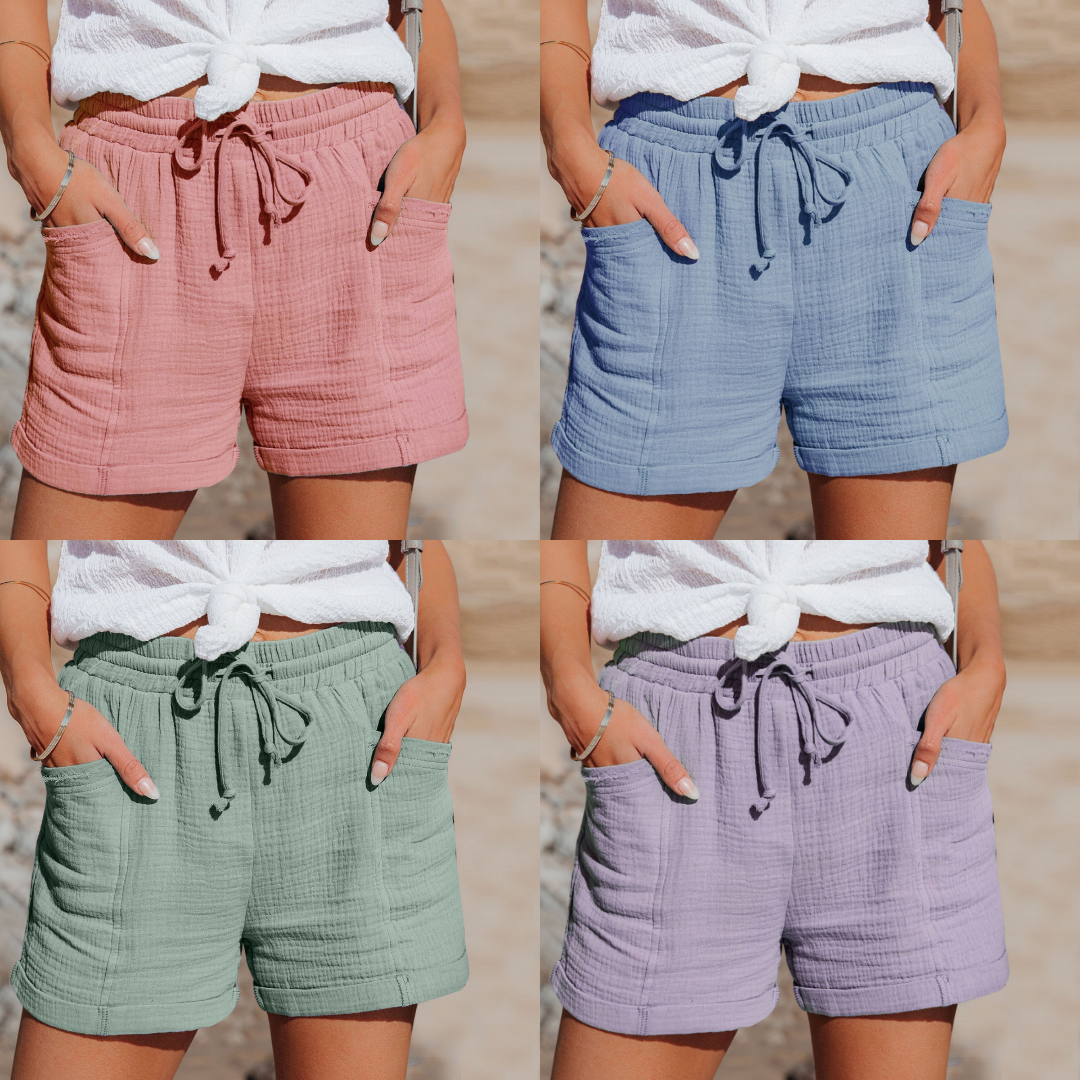 Short femme coupe cintrée, taille réglable, cinq coloris