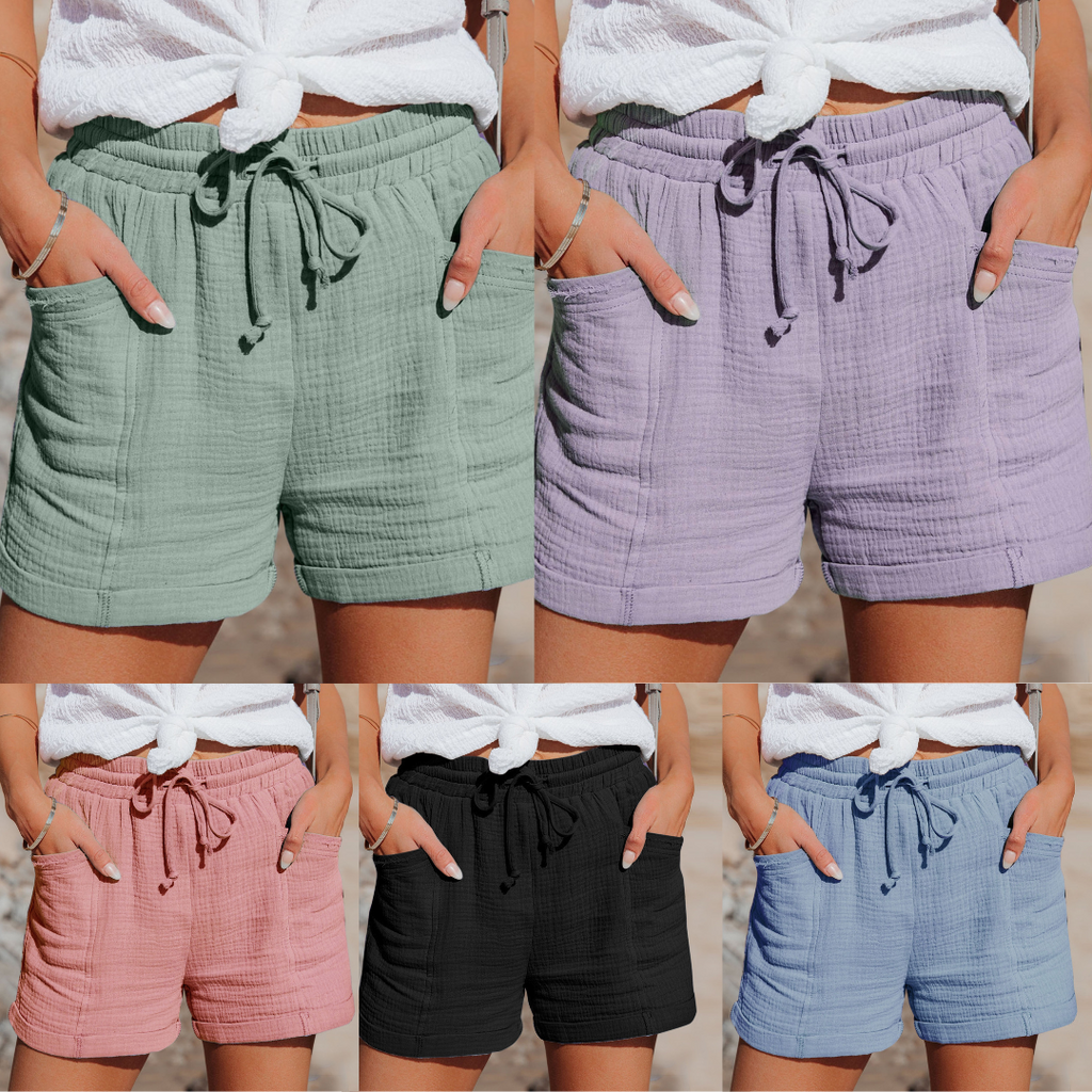Short femme coupe cintrée, taille réglable, cinq coloris