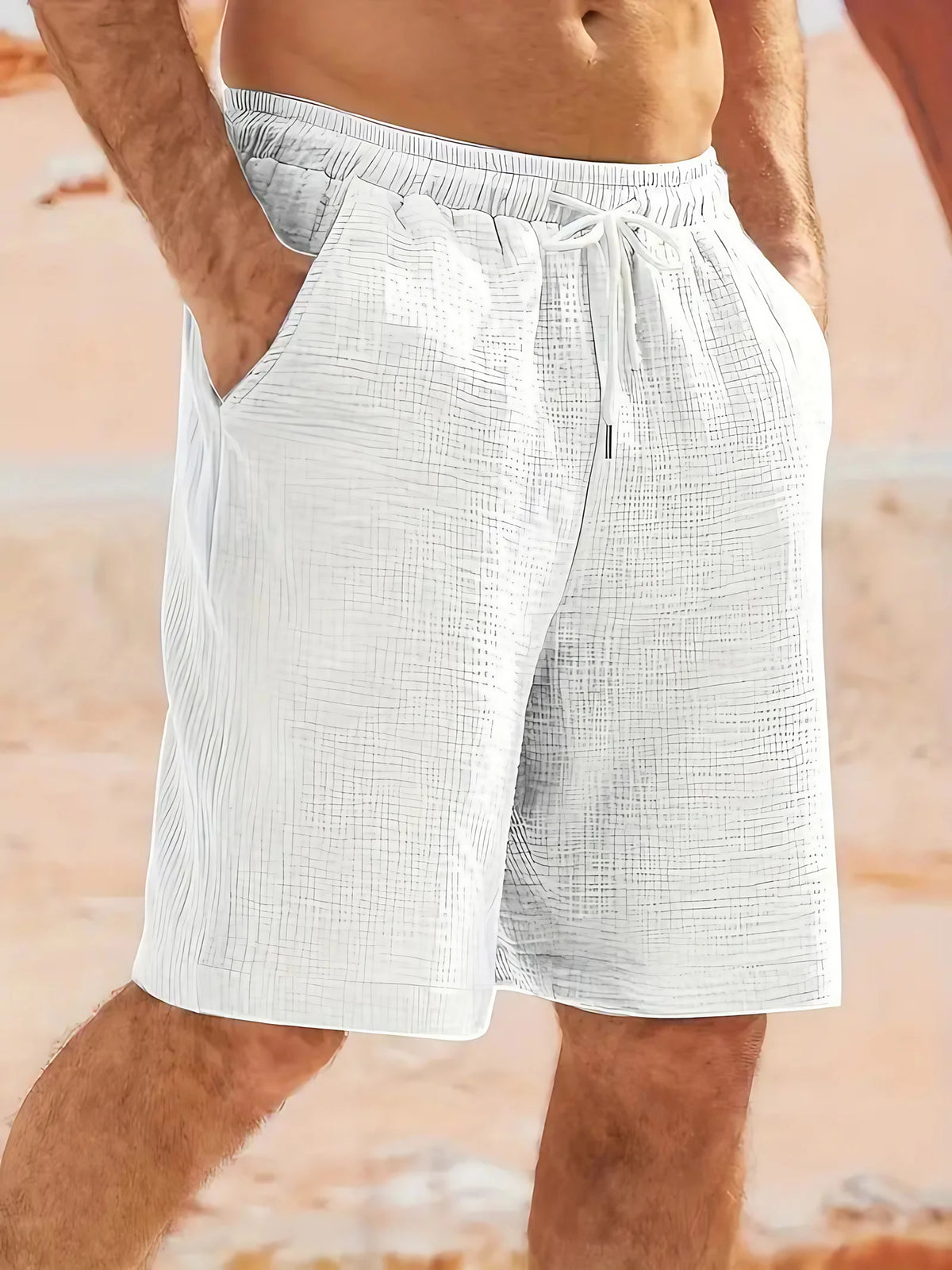 Short homme d'été coupe décontractée, cinq coloris, blanc
