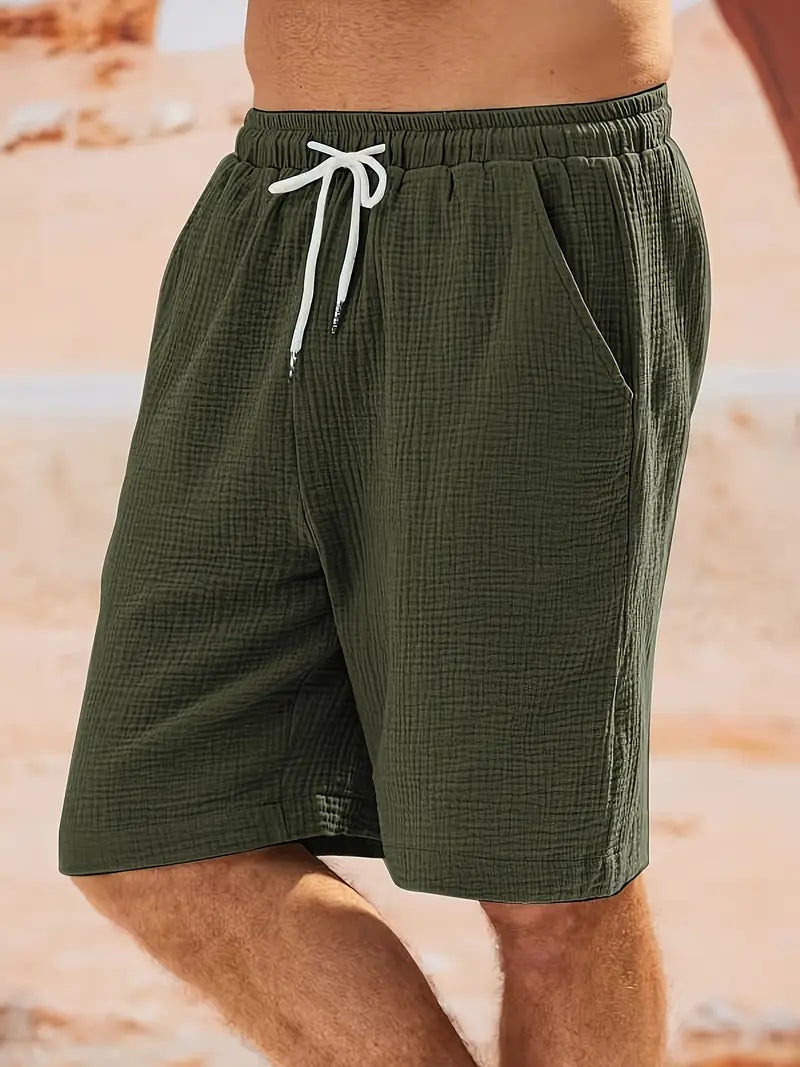Short homme d'été coupe décontractée, cinq coloris, vert armée