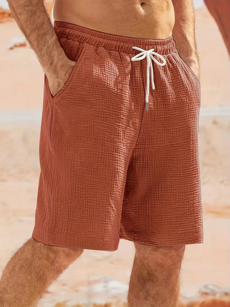 Short homme d'été coupe décontractée, cinq coloris, rouge brique