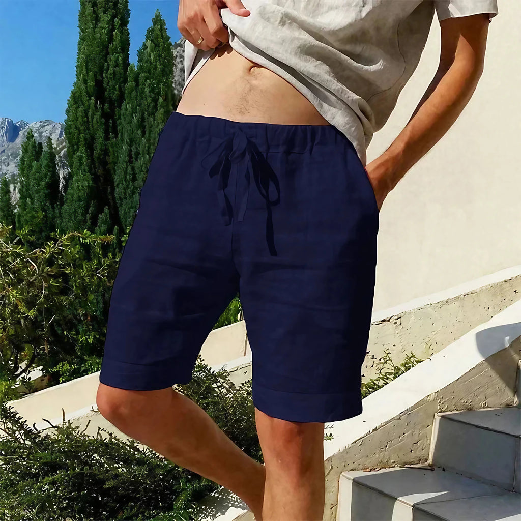 Short homme d'été à poches, lavable en machine, six coloris, bleu marine