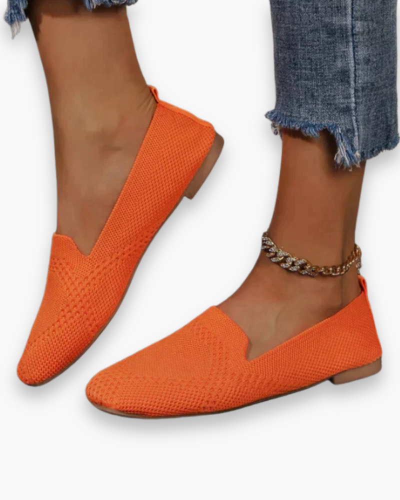Mocassins d'été femme à enfiler, semelle intérieure douce, orange