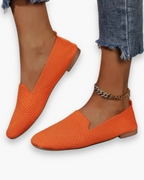Mocassins d'été femme à enfiler, semelle intérieure douce, orange