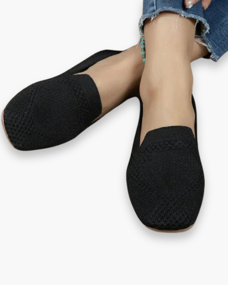 Mocassins d'été femme à enfiler, semelle intérieure douce, noir