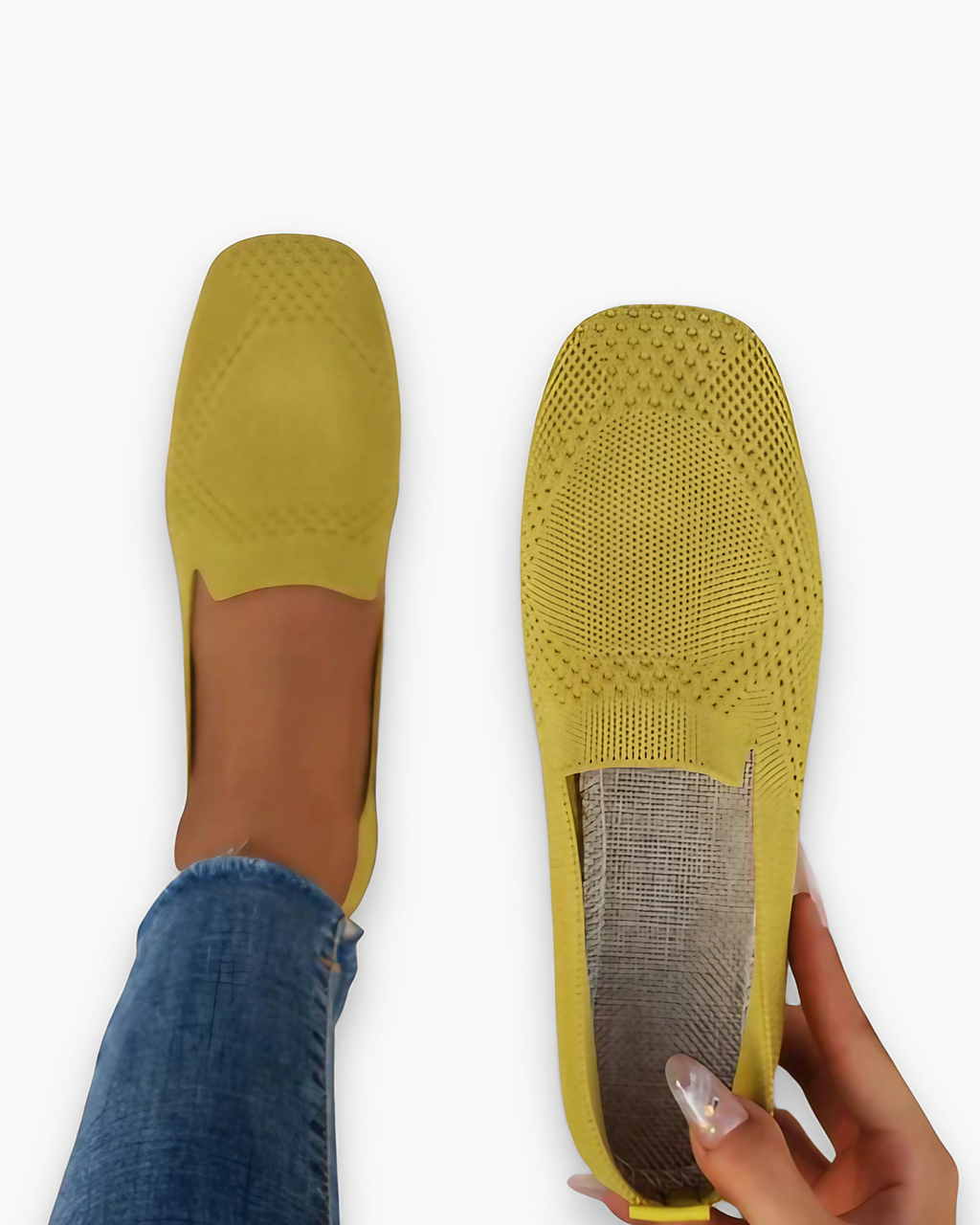Mocassins d'été femme à enfiler, semelle intérieure douce, vert
