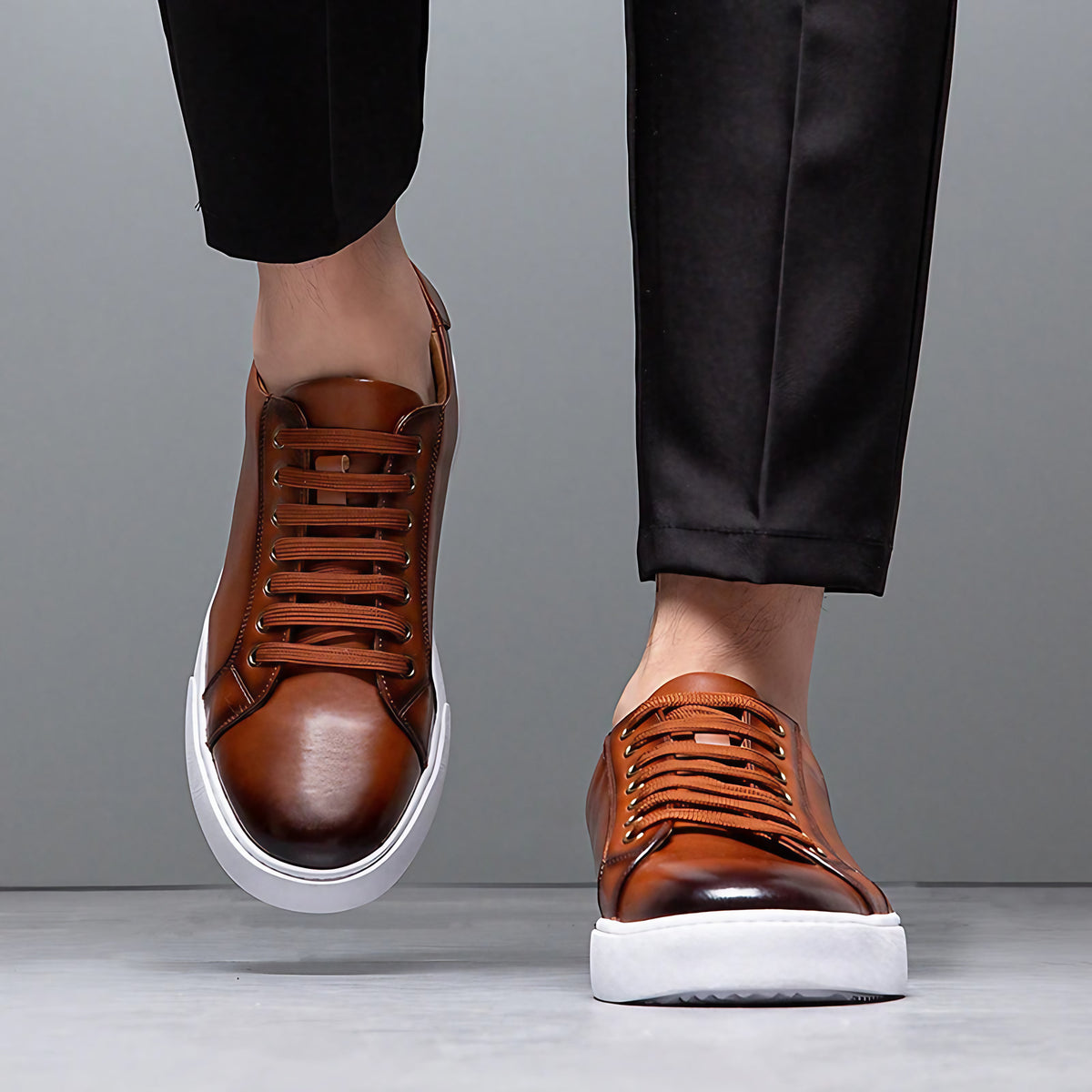 Baskets homme à semelle rembourrée, quatre coloris, marron