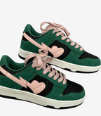 Baskets femme à motif cœur, neuf coloris, du 36 au 40, vert et rose