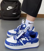 Baskets femme à motif cœur, neuf coloris, du 36 au 40, blanc et bleu