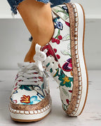 Baskets orthopédiques femme à imprimé fleuri, à lacets