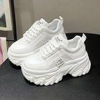Baskets plateforme femme, semelle épaisse, blanc ou noir