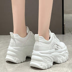 Baskets plateforme femme, semelle épaisse, blanc ou noir