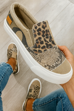 Baskets slip-on femme imprimées, semelle épaisse, du 35 au 43