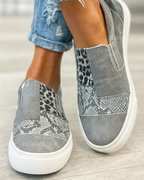 Baskets slip-on femme imprimées, semelle épaisse, du 35 au 43
