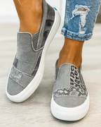 Baskets slip-on femme imprimées, semelle épaisse, du 35 au 43