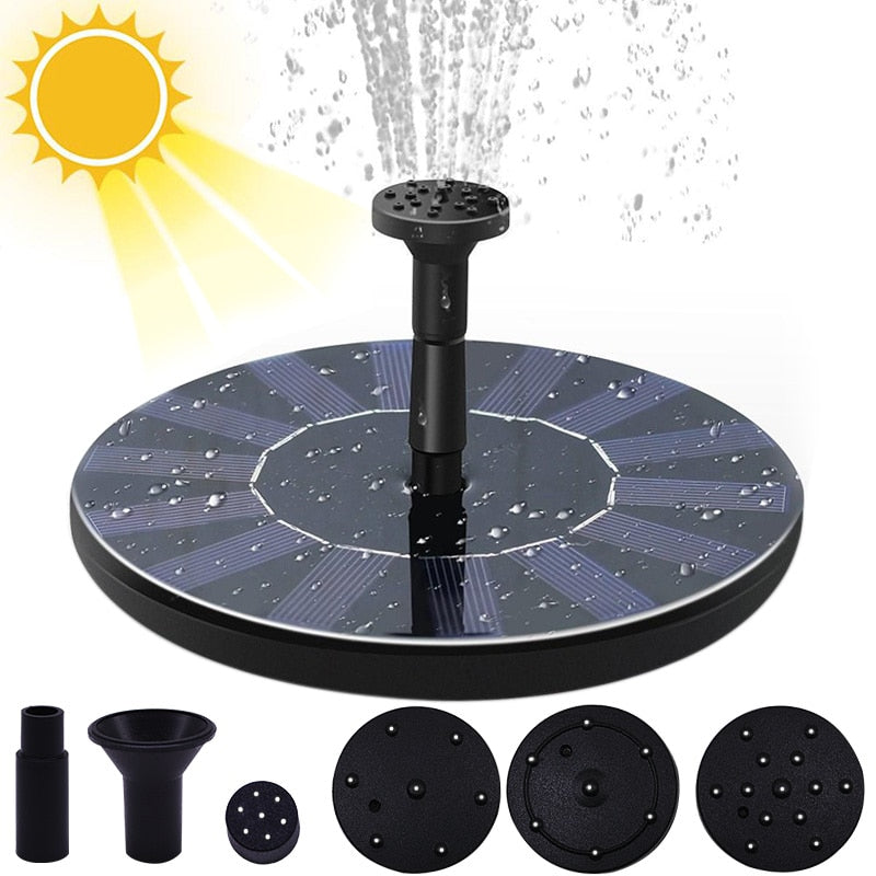Mini fontaine solaire noire pour jardin et bain d'oiseaux, noir