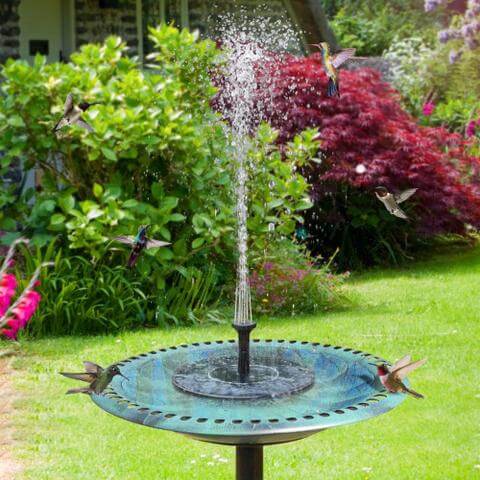 Mini fontaine solaire noire pour jardin et bain d'oiseaux