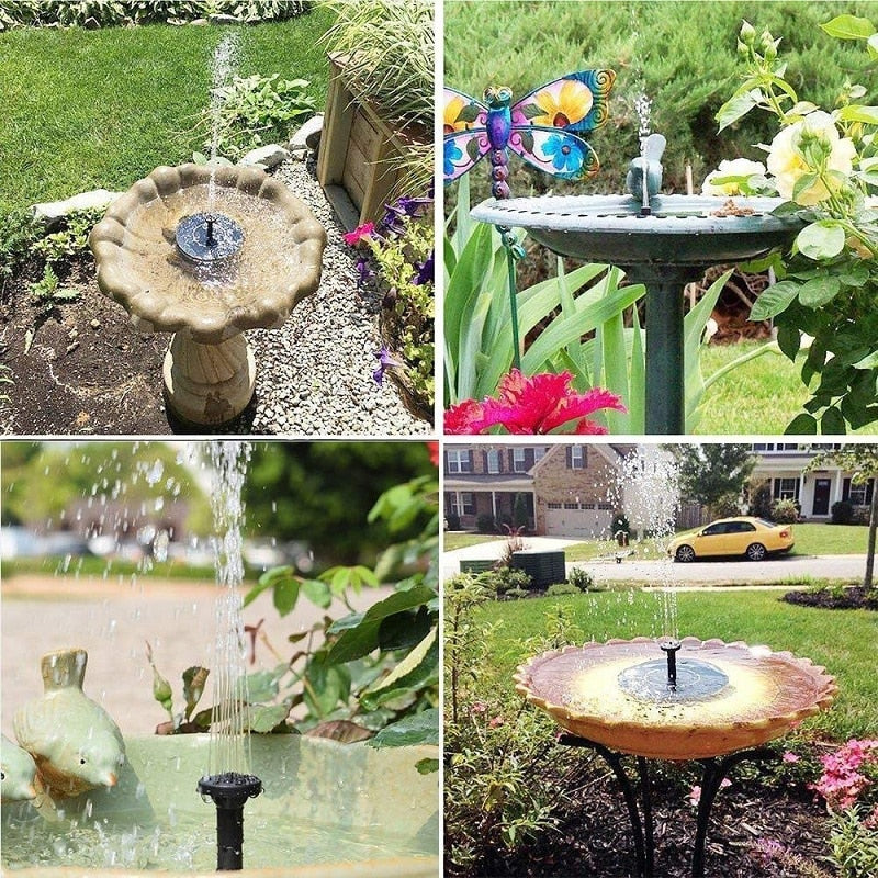 Mini fontaine solaire noire pour jardin et bain d'oiseaux
