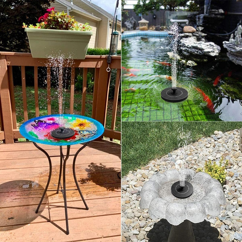 Mini fontaine solaire noire pour jardin et bain d'oiseaux