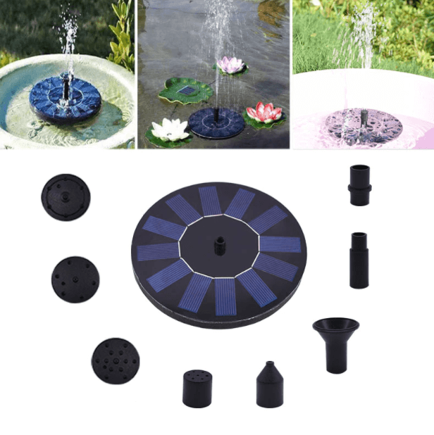 Mini fontaine solaire noire pour jardin et bain d'oiseaux