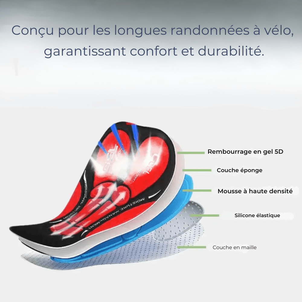 Sous-short cycliste mixte rembourré à insert gel, du S au 3XL