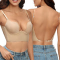 Soutien-gorge sans bretelles dos nu, bonnets A à F, beige