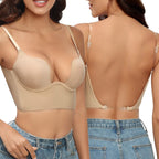 Soutien-gorge sans bretelles dos nu, bonnets A à F, beige