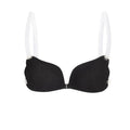 Soutien-gorge sans couture à fermeture avant, bretelles transparentes, noir