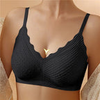 Soutien-gorge push-up sans armatures, bretelles réglables, noir