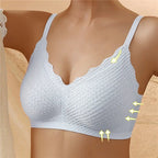 Soutien-gorge push-up sans armatures, bretelles réglables, bleu