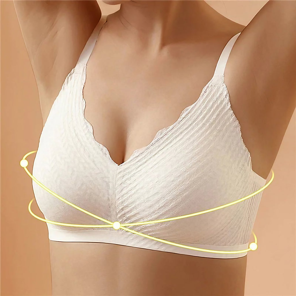 Soutien-gorge push-up sans armatures, bretelles réglables, blanc