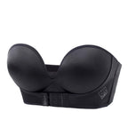 Soutien-gorge sans bretelles push-up, fermeture devant, du A au E, noir