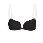 Soutien-gorge sans couture ni armature, bretelles transparentes, noir