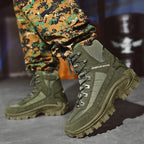 Bottes militaires homme imperméables à lacets rapides, tige haute