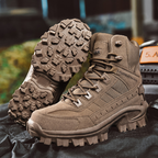 Bottes militaires homme imperméables à lacets rapides, tige haute, café