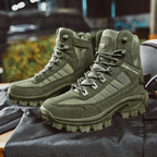 Bottes militaires homme imperméables à lacets rapides, tige haute, vert