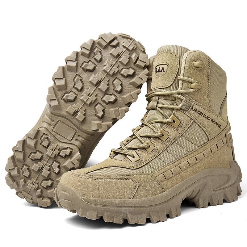 Bottes militaires homme imperméables à lacets rapides, tige haute
