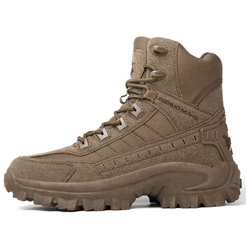 Bottes militaires homme imperméables à lacets rapides, tige haute